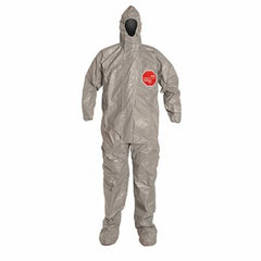 DuPont TF169TGYLG000600 Standard Coverall With Attached Hood and Socks, L, Gray, Tychem 6000, 38-3/4 to 42-1/4 in Chest, 29 in L Inseam 6/CS