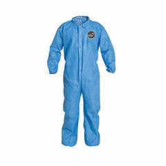DuPont PB125SBU2X002500 Laydown Collar Disposable Coverall With Elastic Wrist and Ankle, 2XL, Blue, 12 mil ProShield 10 Basic SMS Fabric, 44-1/4 to 47-3/4 in Chest, 28-1/4 in L Inseam 25/CS