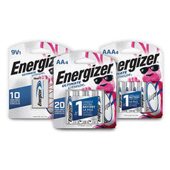 Energizer L91SBP4 Ultimate Battery, Lithium, 1.5 V DC V Nominal, 3000 mAh Nominal, AA 4PK