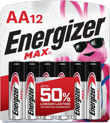 Energizer MAX E91BW12EM Alkaline Battery, Zinc-Manganese Dioxide, 1.5 V Nominal, AA 12PK