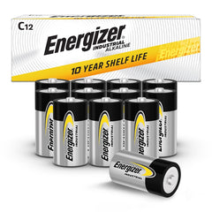 Energizer EN93 Alkaline Battery, Zinc-Manganese Dioxide, 1.5 V DC Nominal, 8000 mAh Nominal, C 12PK