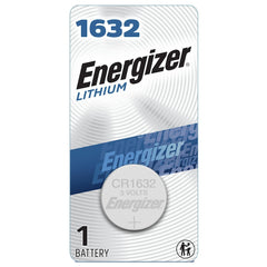 Energizer ECR1632BP Coin Cell Battery, Lithium-Manganese Dioxide, 3 V Nominal, 130 mAh Nominal, 1632 1PK