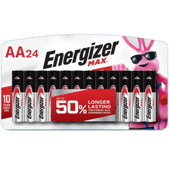 Energizer MAX E91BP-24 Alkaline Battery, Zinc-Manganese Dioxide, 1.5 V Nominal, AA 24PK