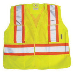 Tuff Grade TGVEST-004-03 Dual Strip Safety Vest, L to XL, Lime, Polyester, Hook and Loop Closure, ANSI/ISEA 107-2004