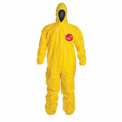 DuPont QC127TYL3X000400 Standard Coverall With Attached Hood, 3XL, Yellow, 10 mil Tychem 2000, 47-1/4 to 50-3/4 in Chest, 31 in L Inseam 4/CS
