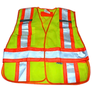 Tuff Grade TGVEST-002 Dual Strip Safety Vest, Universal, Lime, Polyester, Hook and Loop Closure, ANSI/ISEA 107-2004