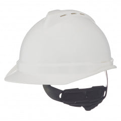 MSA V-Gard 10034018 500 Front Brim Vented Hard Hat, 6-1/2 Fits Mini Hat, 8 Fits Max Hat, Polyethylene, 4-Point Fas-Trac III Suspension, ANSI Electrical Class Rating: Class C, ANSI Impact Rating: Type I, Ratchet Adjustment