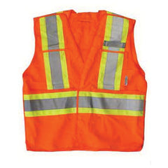 Tuff Grade TGVEST-003 Dual Strip Safety Vest, Orange, Polyester, Hook and Loop Closure, ANSI/ISEA 107-2004