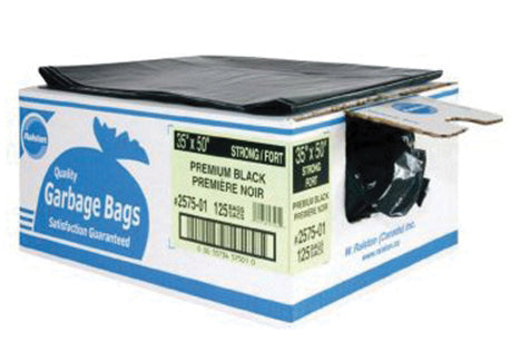 W. Ralston 256301 2500 Premium Garbage Bag, Regular, 38 in L x 30 in W, LLDPE/Premium Super Hexene Resin, Black 250/CS
