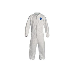 DuPont TD125SWBMD0025CM Laydown Collar Disposable Coverall With Elastic Wrist and Ankle, M, Blue Back/White Front, 5.9 mil Tyvek 400 D, 36-3/4 to 40-1/4 in Chest, 28 in L Inseam 25/CS