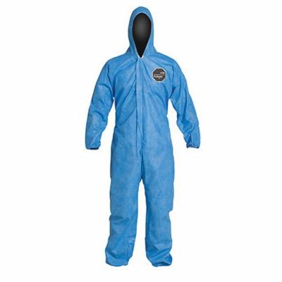 DuPont PB127SBU5X002500 Disposable Coverall With Hood, Elastic Wrist and Ankle, 5XL, Blue, 12 mil ProShield 10 Basic SMS Fabric, 54-3/4 to 58-1/4 in Chest, 29-1/4 in L Inseam 25/CS