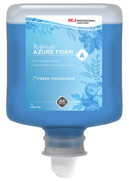 Deb Refresh AZU1L Hand Wash, 1 L Nominal, Cartridge Package, Liquid Form, Signature Fragrance Fresh Apple Scent, Blue