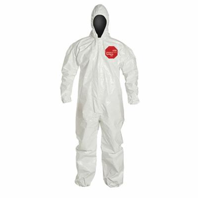 DuPont SL127TWHXL000600 Standard Coverall With Attached Hood, XL, White, 12 mil Tychem 4000, 41-1/4 to 44-3/4 in Chest, 29-1/2 in L Inseam 6/CS