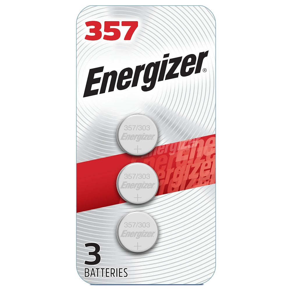 Energizer Zero Mercury 357BPZ-3N Button Battery, Silver Oxide, 1.55 V Nominal, 138 mAh Nominal, 357/303 3PK