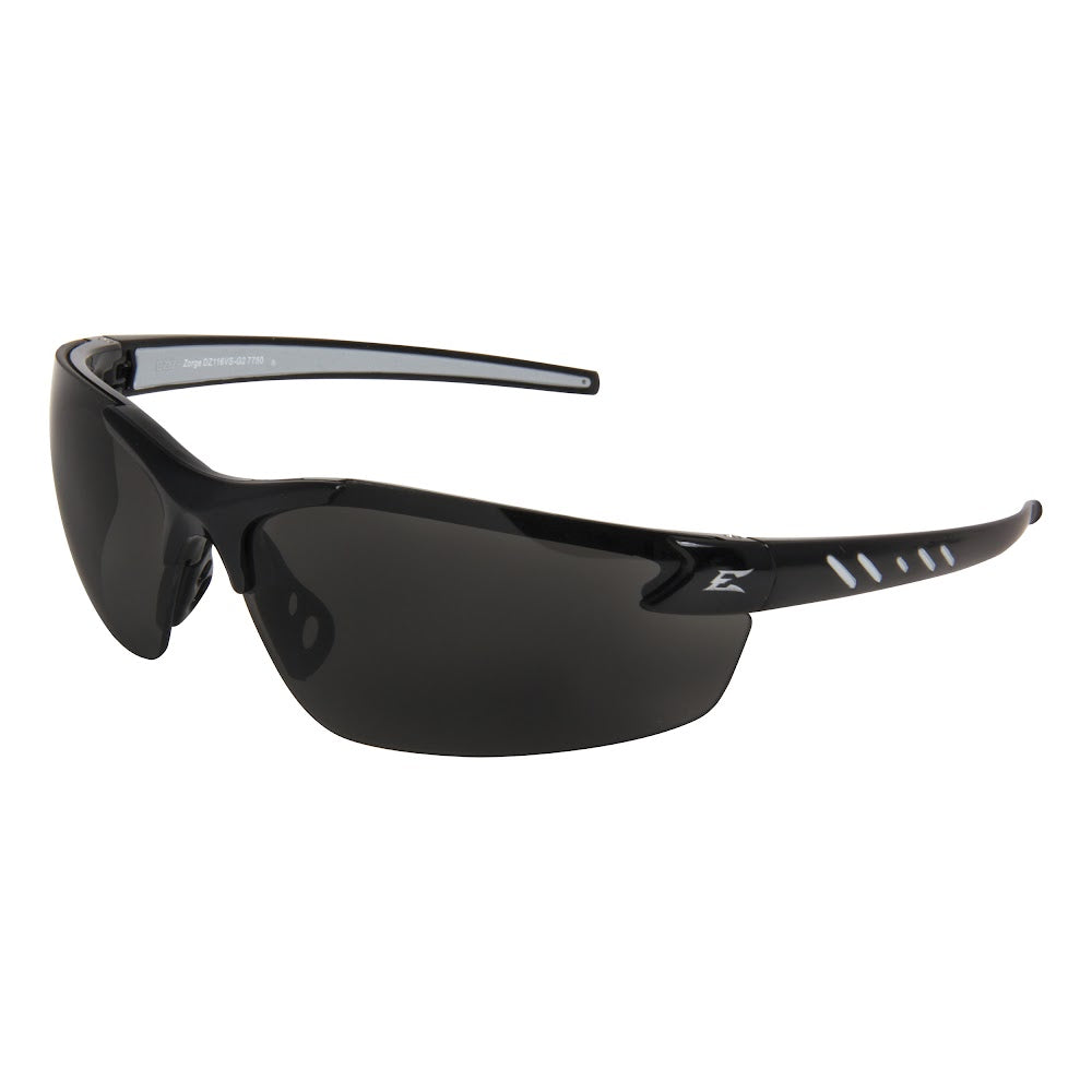 EDGE DZ116-G2 Zorge G2 Unisex Safety Glasses, Anti-Scratch, Smoke Lens, Frameless Frame, Gloss Black, Nylon Frame, Polycarbonate Lens, ANSI/ISEA Z87.1+2015, MCEPS GL-PD 10-12