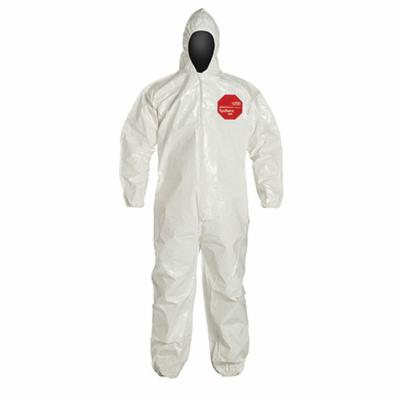 DuPont SL127BWHLG001200 Standard Coverall With Attached Hood, L, White, 12 mil Tychem 4000, 38-1/4 to 41-3/4 in Chest, 28-1/2 in L Inseam 12/CS
