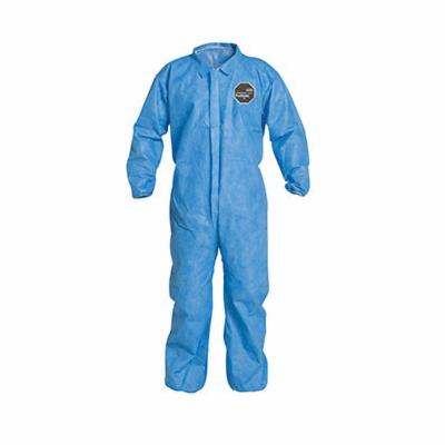 DuPont PB125SBU2X002500 Laydown Collar Disposable Coverall With Elastic Wrist and Ankle, 2XL, Blue, 12 mil ProShield 10 Basic SMS Fabric, 44-1/4 to 47-3/4 in Chest, 28-1/4 in L Inseam 25/CS