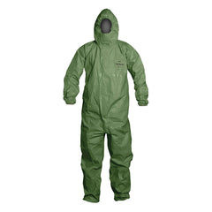 DuPont QS127TGR3X000400 Lightweight Coverall With Elastic Wrist, Ankle, Respirator Fit Hood, 3XL, Green, Tychem 2000 SFR, 49 to 52 in Chest, 34-1/4 in L Inseam 4/CS