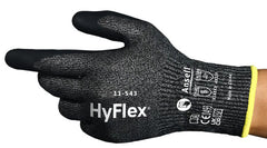 HyFlex 11543110 11543 Durable Gloves, Work, 11, Nitrile/Stainless Steel/HPPE/Nylon/Spandex, Black/White, Knit Wrist Cuff, Resists: Cut/Abrasion, HPPE Blend Lining