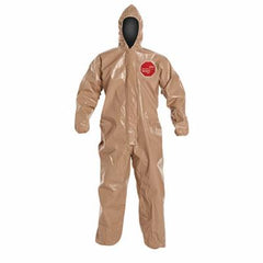 DuPont C3127TTNXL000600 Standard Coverall With Attached Hood, XL, Tan, 18 mil Tychem 5000, 41-1/4 to 44-3/4 in Chest, 29-1/2 in L Inseam 6/CS