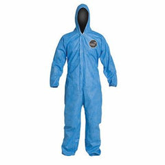 DuPont PB127SBU2X002500 Disposable Coverall With Hood, Elastic Wrist and Ankle, 2XL, Blue, 12 mil ProShield 10 Basic SMS Fabric, 44-1/4 to 47-3/4 in Chest, 28-1/4 in L Inseam 25/CS