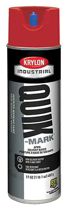 Krylon Quik-Mark A03611 Water Base Inverted Marking Paint, 20 oz Container, Liquid Form, Red, 332 ft Coverage