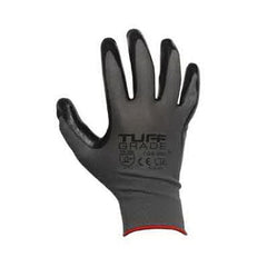 Tuff Grade TGG-200-06 Gloves, Seamless Style, XS, Nitrile Palm, 13 ga Polyester, Black/Gray, Knit Wrist Cuff, Unlined Lining