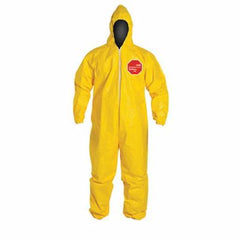 DuPont QC127SYLMD001200 Standard Coverall With Attached Hood, M, Yellow, 10 mil Tychem 2000, 35-1/4 to 38-3/4 in Chest, 27-1/2 in L Inseam 12/CS