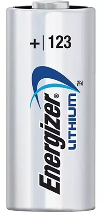 Energizer EL123APVP Cylindrical Disposable Photo Battery, Lithium-Manganese Dioxide, 3 V Nominal, 1500 mAh Nominal, 123 1PK