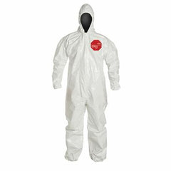DuPont SL127TWHLG000600 Standard Coverall With Attached Hood, L, White, 12 mil Tychem 4000, 38-1/4 to 41-3/4 in Chest, 29 in L Inseam 6/C