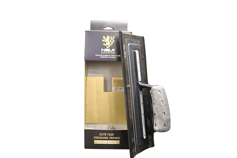NELA Premium Black Edition Flat Finishing Trowel with BikoGRIP® Cork Handle 4.72" x 13"