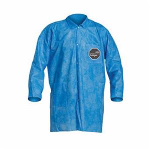 DuPont SafeSPEC PB212SBUMD003000 Standard Disposable Lab Coat With Collar, M, Blue, ProShield 10, 34 in L, Front Snap Closure, 2 Pockets, 30CS