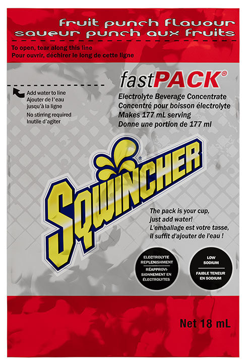 DENTEC SAFETY 11081 Sqwincher Fast Pack Sports Drink Powder, 0.6 oz Pack, 6 oz Yield, Powder Form, Fruit Punch
