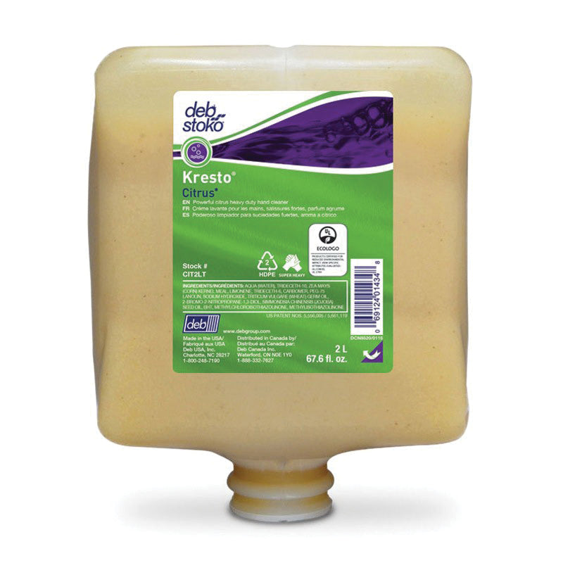 STOKO KRESTO CIT2LT Citrus Super Heavy Duty Hand Cleanser, 2 L Nominal, Cartridge Package, Liquid/Viscous Form, Lemon Odor/Scent, Beige