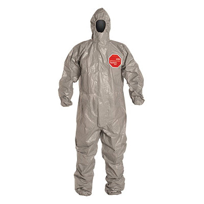 DuPont TF145TGYXL000600 Standard Coverall With Attached Hood, XL, Gray, Tychem 6000, 42-3/4 to 46-1/4 in Chest, 33 in L Inseam 6/CS