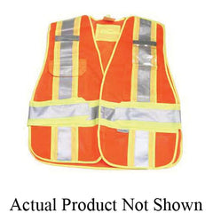 Tuff Grade TGVEST-006 Dual Strip Safety Vest, Universal, Orange, Polyester, Hook and Loop Closure, ANSI/ISEA 107-2004