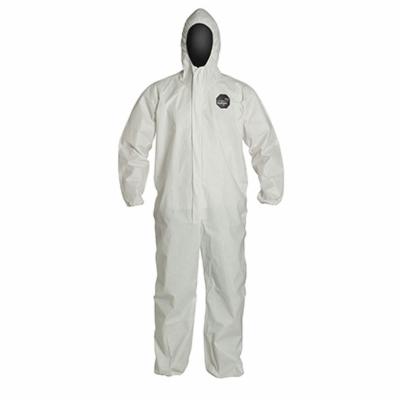 DuPont NG127SWHLG0025NP Disposable Coverall With Hood, Elastic Wrist and Ankle, L, White, 10 mil ProShield 60, 37-1/4 to 40-3/4 in Chest, 27 in L Inseam 25/CS