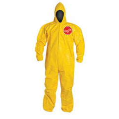 DuPont QC127BYLLG001200 Standard Coverall With Attached Hood, L, Yellow, 10 mil Tychem 2000, 38-1/4 to 41-3/4 in Chest, 28-1/2 in L Inseam 12/CS