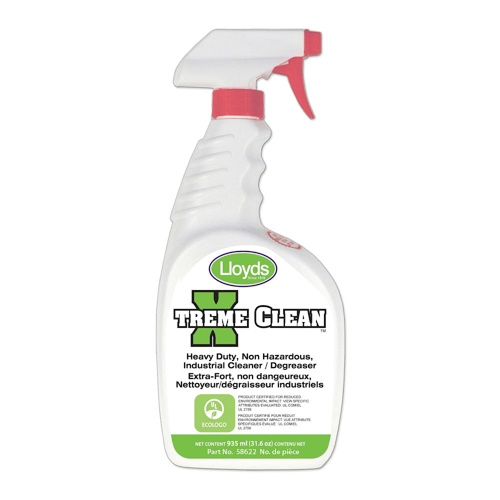 Lloyd Laboratories 58622 Xtreme Clean - Industrial Formula Cleaner and Degreaser, 935 mL Spray Bottle