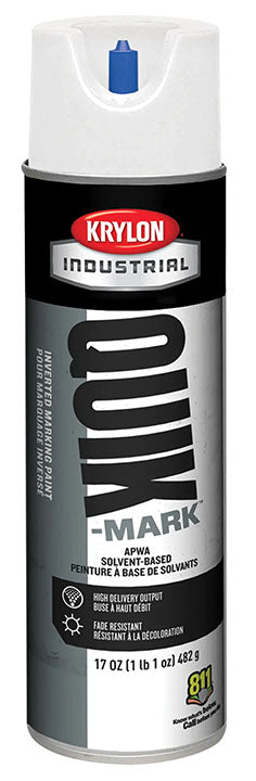 Krylon Quik-Mark A03900 Water Base Inverted Marking Paint, 20 oz Container, Liquid Form, Utility White, 332 ft Coverage