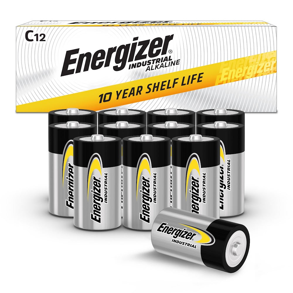 Energizer EN93 Alkaline Battery, Zinc-Manganese Dioxide, 1.5 V DC Nominal, 8000 mAh Nominal, C 12PK