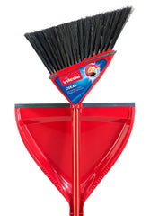 vileda PROFESSIONAL 158848 Oskar Broom With Dustpan, 54 in OAL, Plastic Bristle