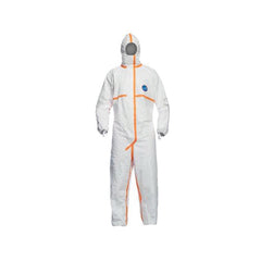 DuPont Safespec TJ198TWHLG0025PI TJ198T WH Coverall With Hood and Finger Loop Elastic Cuff, L, White, Tyvek 800, 39 to 43 in Chest, 32-1/4 in L Inseam 25/CS