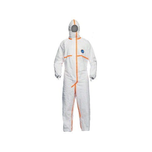 DuPont TJ198TWH3X0025PI Disposable Coverall With Hood, Elastic Wrist, Elastic Ankle, Face, 3XL, White, Tyvek 800J, 49 to 52 in Chest, 34-1/4 in L Inseam 25/CS