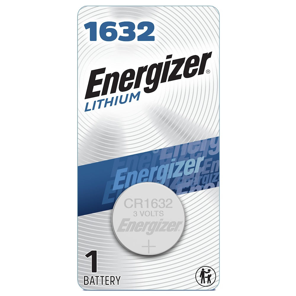 Energizer ECR1632BP Coin Cell Battery, Lithium-Manganese Dioxide, 3 V Nominal, 130 mAh Nominal, 1632 1PK