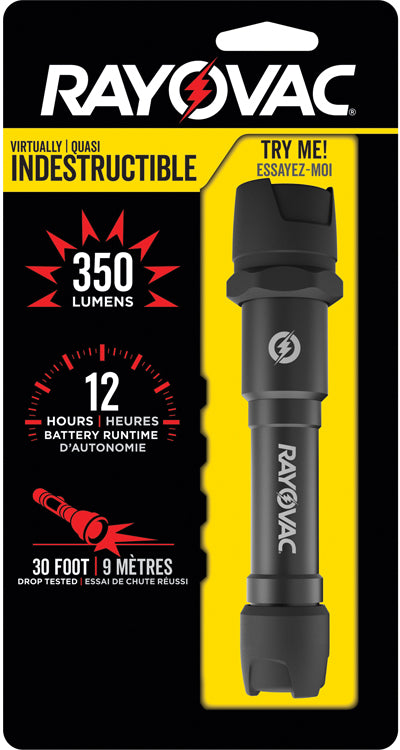 Rayovac DIY2AA-BTA Workhorse Pro Virtually Indestructible Flashlight, LED Bulb, Aluminum/Titanium Housing, 300 Lumens High/70 Lumens Lo