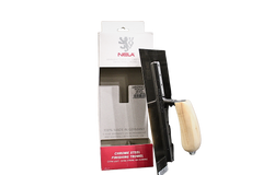 NELA® Premium Flat Finishing Trowel with Curved Wooden Handle 4.75" x 12"