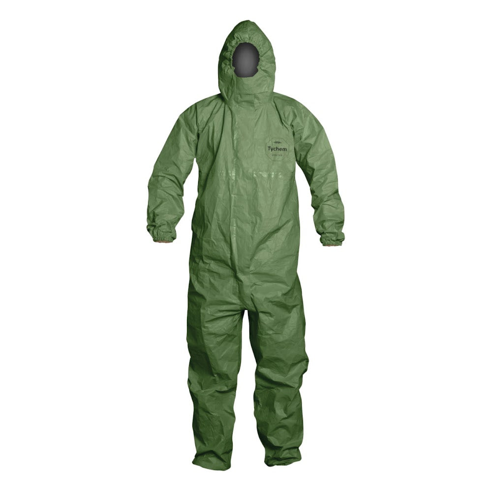 DuPont QS127TGRXL000400 Lightweight Coverall With Elastic Wrist, Ankle, Respirator Fit Hood, XL, Green, Tychem 2000 SFR, 43 to 46 in Chest, 33 in L Inseam 4/CS