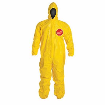 DuPont QC127TYLLG000400 Standard Coverall With Attached Hood, L, Yellow, 10 mil Tychem 2000, 38-1/4 to 41-3/4 in Chest, 28-1/2 in L Inseam 4/CS