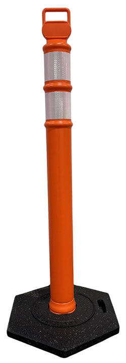 Tuff Grade TGTD-4513 Delineator Post, Hi-Viz Orange Low Density Polyethylene Post, 1-1/2 in H x 16-1/2 in W Black Rubber Base